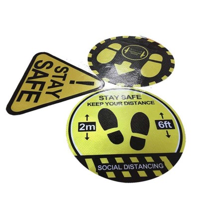 Mass printing fast delivery die cut Stay safe social distance warning floor Reflective stickers decals